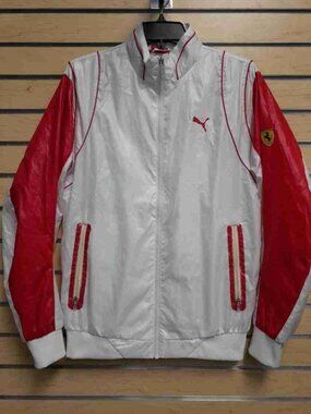 Puma Scuderia Ferrari Vintage Windbreaker Racing Jacket White Red Y2K Size S